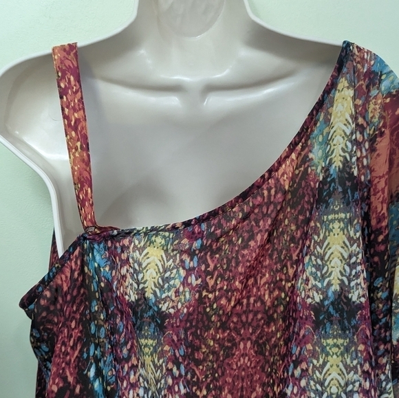 A.N.A Asymmetrical Patterned Peplum Top Sz 2X - Picture 8 of 14